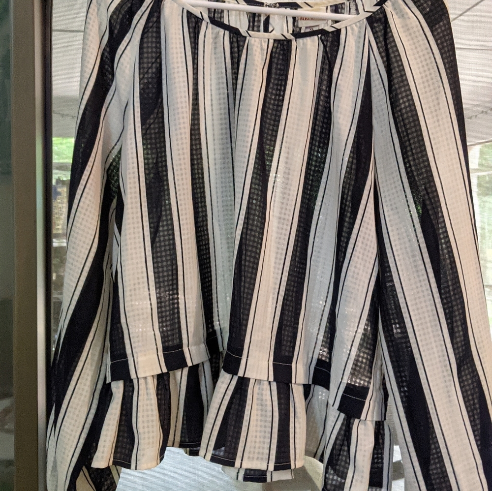 Blue and white striped work shirt